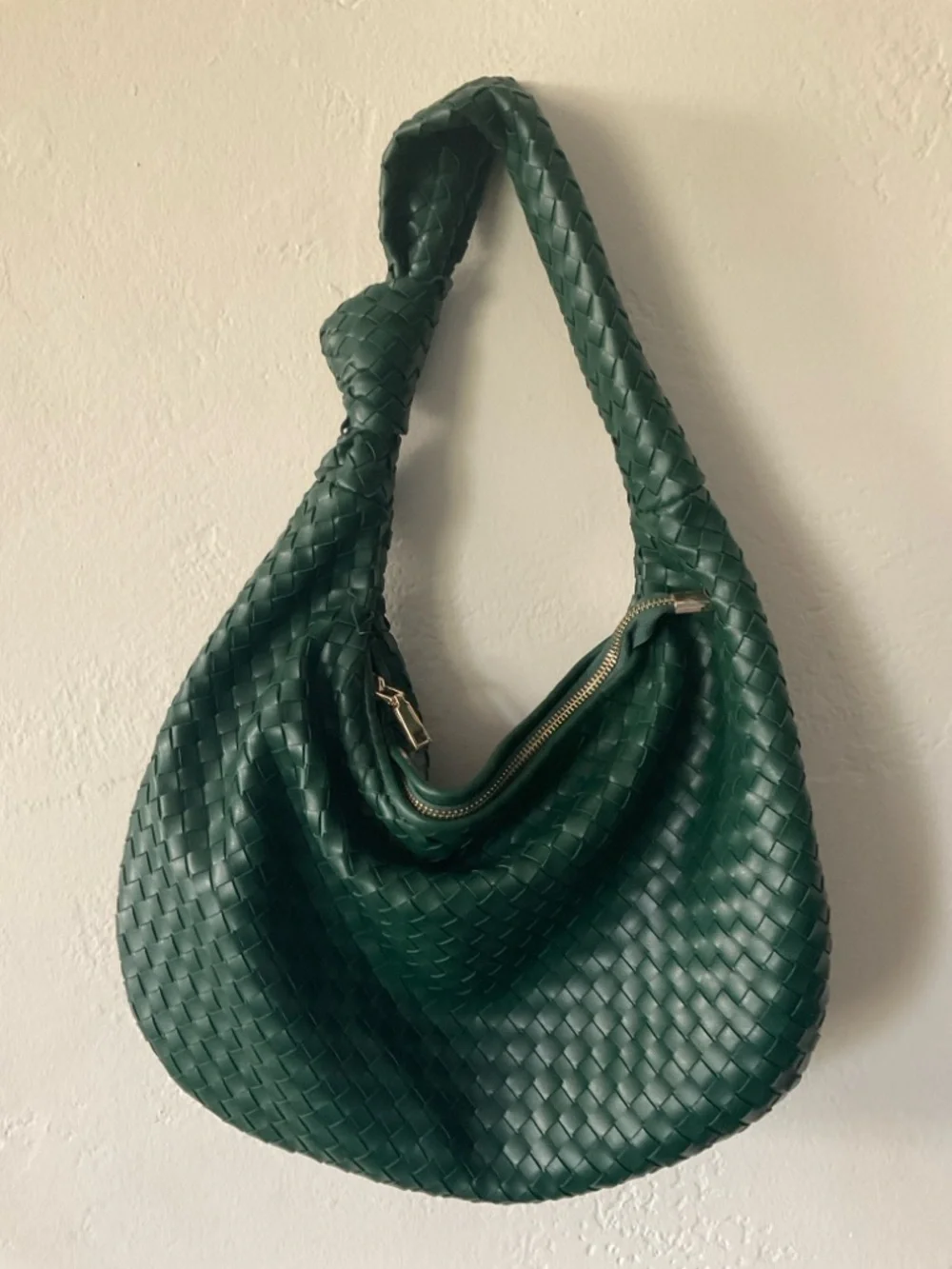 Melie Bianco Emerald Green Woven Hobo Shoulder Bag